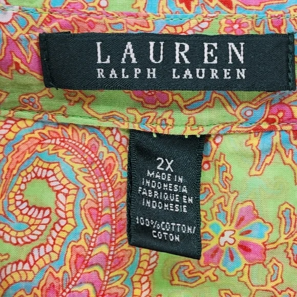 Lauren Ralph Lauren Women's Paisley Print Button-Up Shirt - 2X - Picture 3 of 5